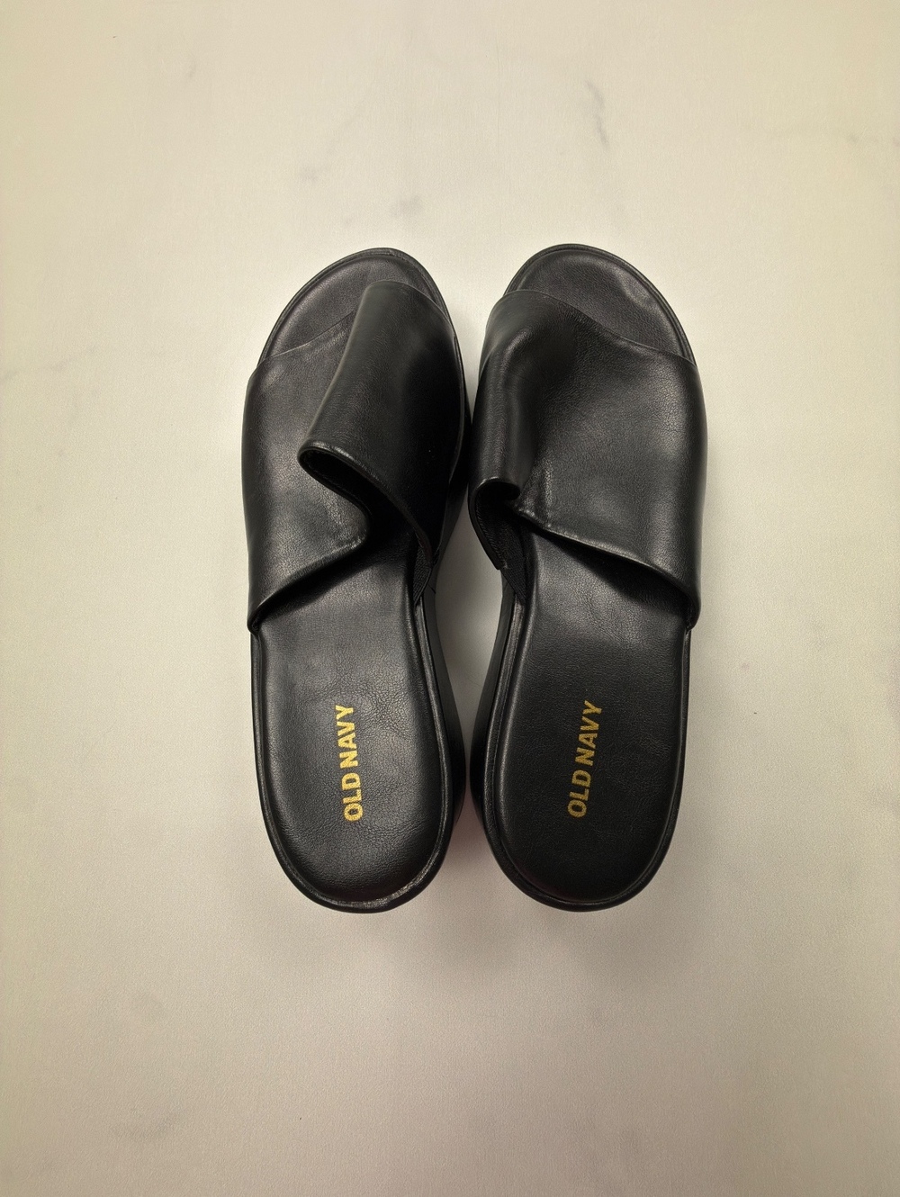 Old Navy Minimalist Slide Sandals Black 2010s Classic - Womens 8